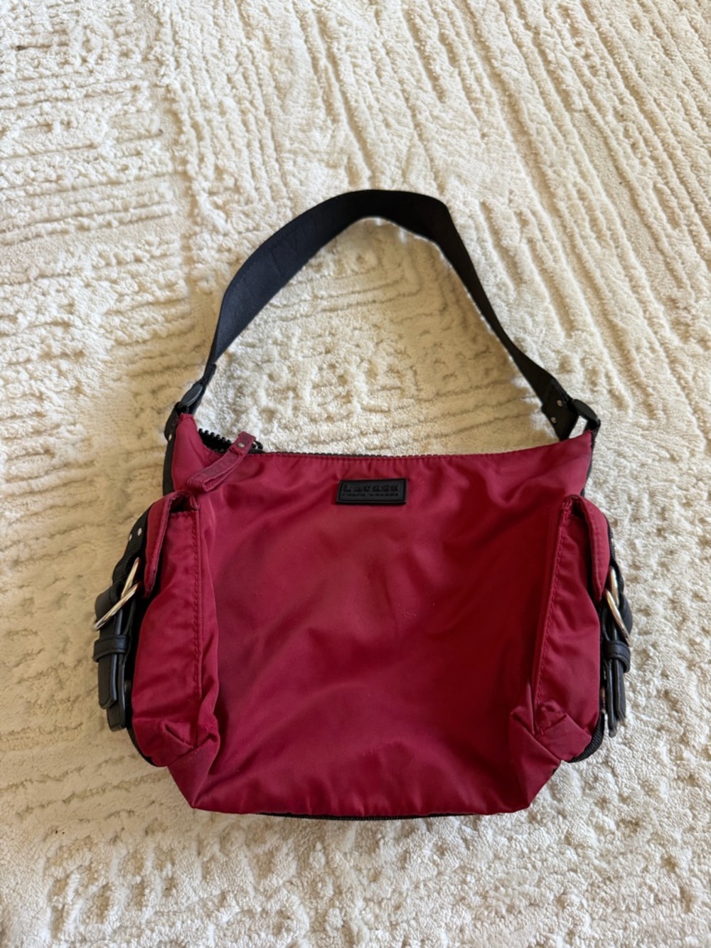 Lauren Ralph Lauren Red Nylon Mini Shoulder Bag Y2K Baguette Style